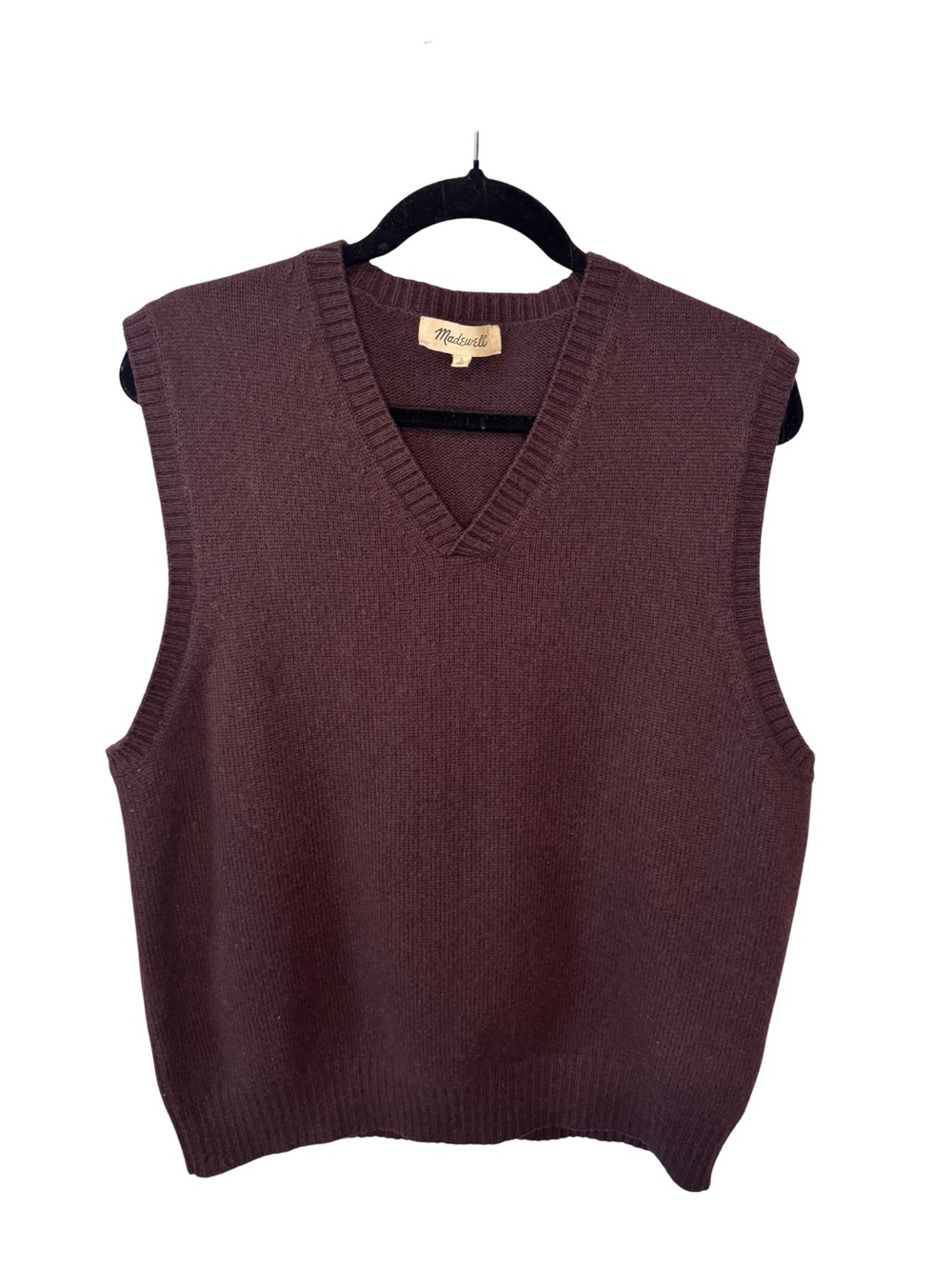 Madewell Mens Wool Blend Sweater Vest Spiced Raisin Plum V-Neck Preppy L